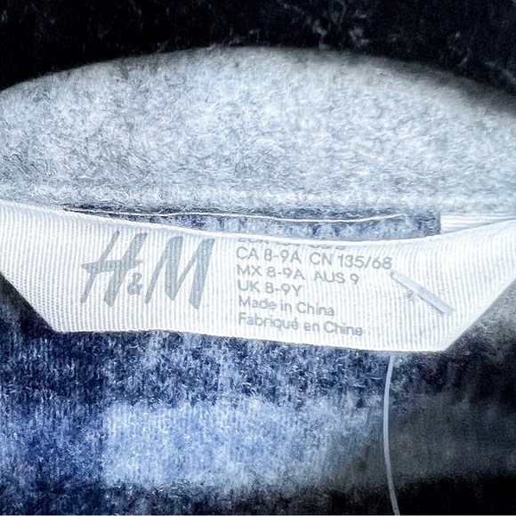 GIRLS H&M LONG BLUE & GREY THICK WOOL-LIKE PLAID SHACKET (SIZE 8) - Picture 8 of 8